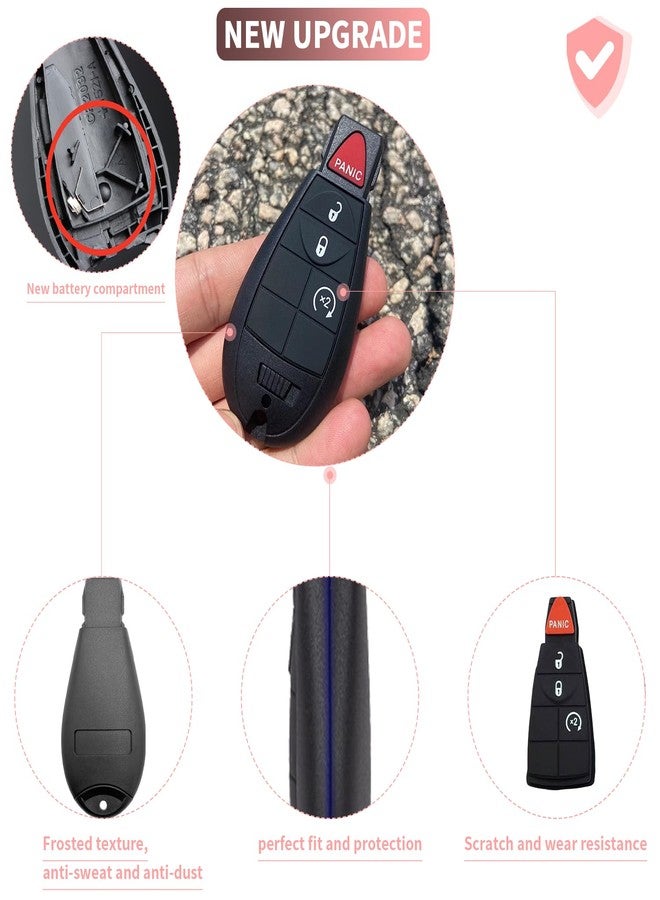 JJCHQ Key Fob Case Replacement for Dodge Ram 1500 2500 3500 4500 5500 2013 2014 2015 2016 2017 2018 2019 2020 2021 GQ4-53T 56046955 Pickup Truck 4 Button Keyless Entry Remote Control Car Key Fob Shell Cover - Image 4