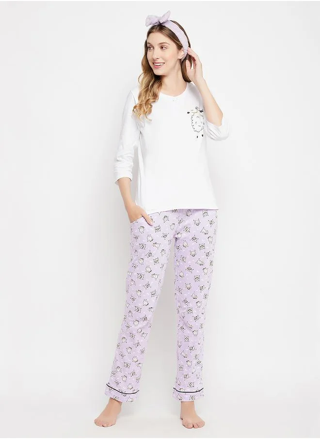 Clovia Cotton Sheep Print Top & Pyjama Set by Styli