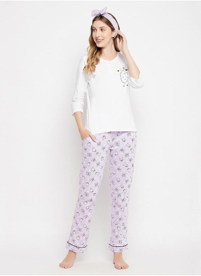 Clovia Cotton Sheep Print Top & Pyjama Set by Styli  - Image 2