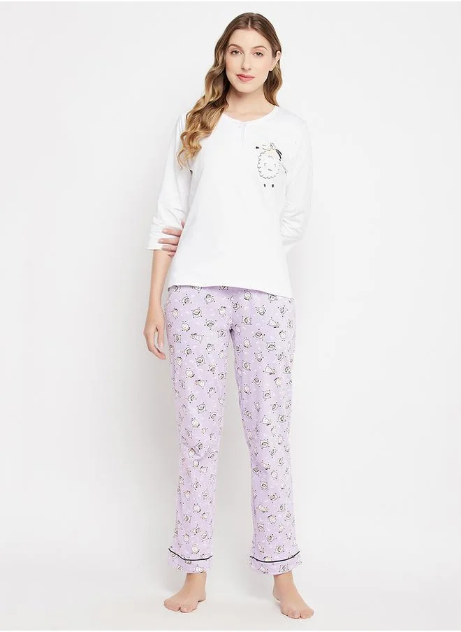 Clovia Cotton Sheep Print Top & Pyjama Set by Styli