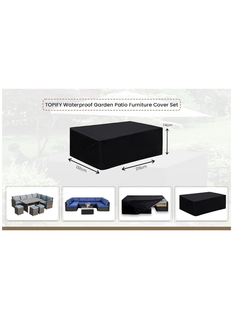 Topify TOPIFY Waterproof Garden Patio Furniture Cover Set,(213 x132 x74) 210D Heavy Duty Oxford Fabric UV Resistant Protection for Rectangle Sofa Outdoor  - Image 2