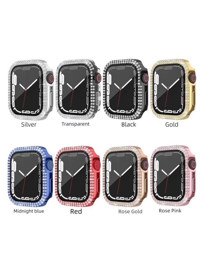 Apple Watch Applewatch7 Protective Cover For Pc Electroplated Double Drill Integrated Tempered Film For Iwach8 Case - Image 2
