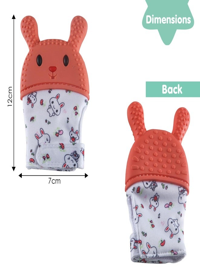 BabyMoo Orange Silicone Teething Mitten Soothing Infant Teething Mitten Glove With Adjustable Strap,Crinkle Sound&Textured Silicone To Soothe Sore&Swollen Gums Age 3 Months And Up - Image 2