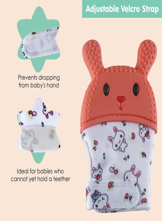 BabyMoo Orange Silicone Teething Mitten Soothing Infant Teething Mitten Glove With Adjustable Strap,Crinkle Sound&Textured Silicone To Soothe Sore&Swollen Gums Age 3 Months And Up - Image 4