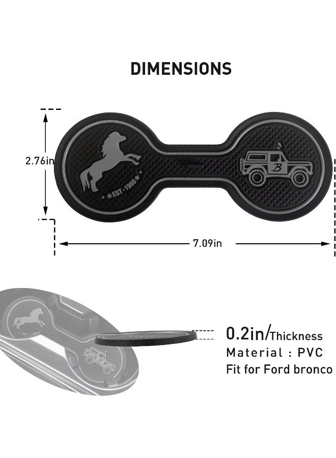 LSAUTO for Ford Bronco 2021-2022 Car Cup Holder Coaster, Car Decorative Water Coaster, Beverage Coaster, Silicone Cup Holder Coaster, Car Accessories Pad (Grey) - Image 5