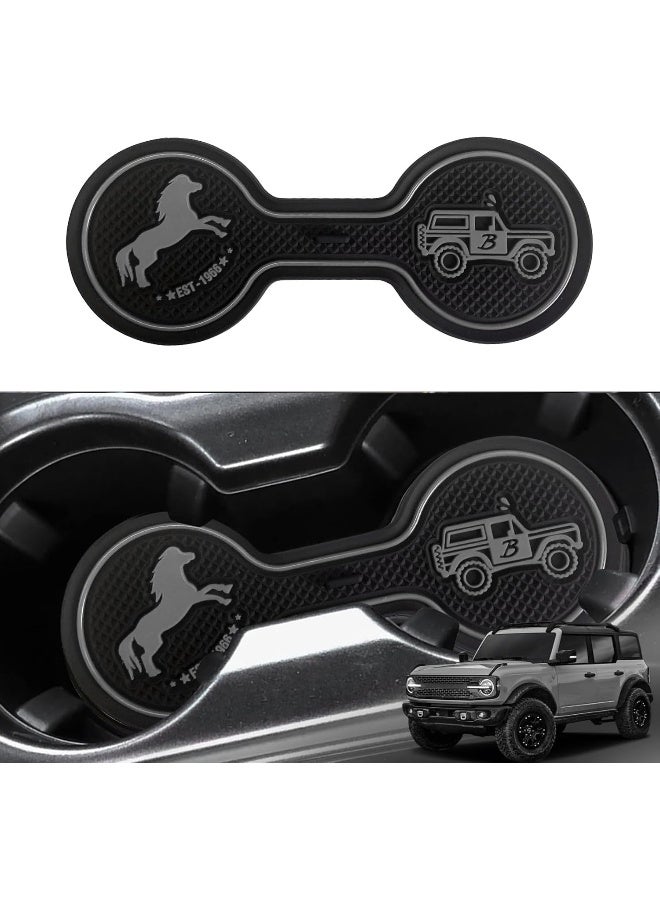 LSAUTO for Ford Bronco 2021-2022 Car Cup Holder Coaster, Car Decorative Water Coaster, Beverage Coaster, Silicone Cup Holder Coaster, Car Accessories Pad (Grey) - Image 2