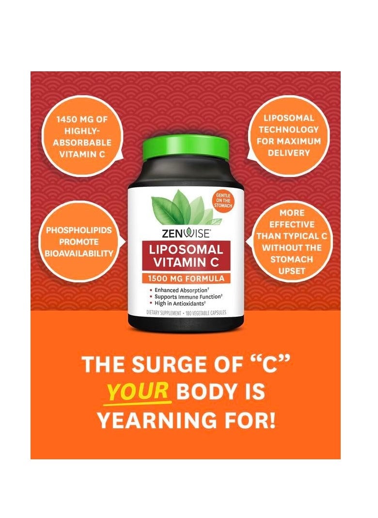 Zenwise Health - Zenwise Liposomal vitamin C 1500mg 180Caps - Image 1