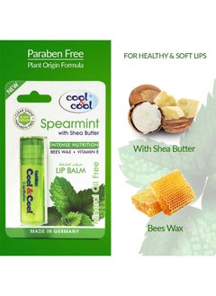 Cool & Cool Intense Nutrition Bees Wax + Vitamin E Lip Balm - Spearmint with Shea Butter 4.6g  - Image 2