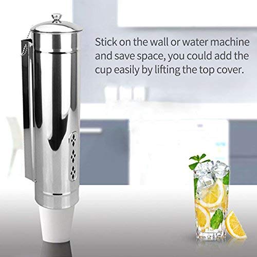 TINTON LIFE Adjustable Stainless Steel Disposable Paper Plastic Cup Dispenser with Cover Water Coffee Holder Fits 4oz to 7oz Flat Cup Size - Image 2