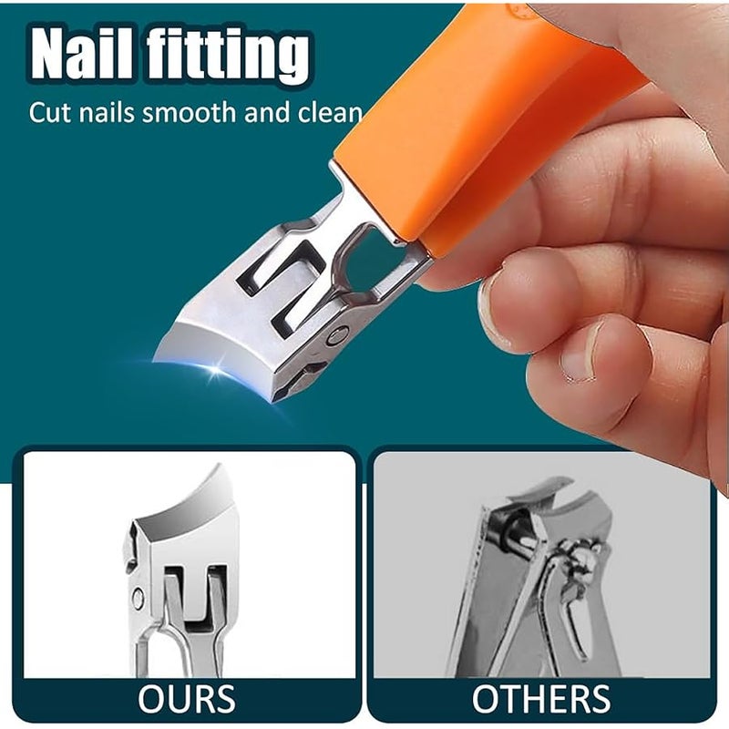 Fauppt Wide Jaw Opening Anti-Splash Slanted Nail Clipper,2026 Fingernail and Toenail Clipper Cutters for Seniors Men Women,Nail Clippers for Home Use (Orange-2pc) - Image 5