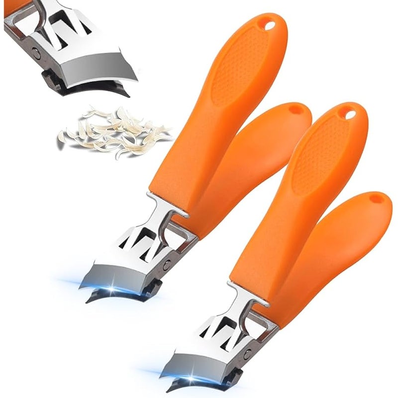 Fauppt Wide Jaw Opening Anti-Splash Slanted Nail Clipper,2026 Fingernail and Toenail Clipper Cutters for Seniors Men Women,Nail Clippers for Home Use (Orange-2pc) - Image 1
