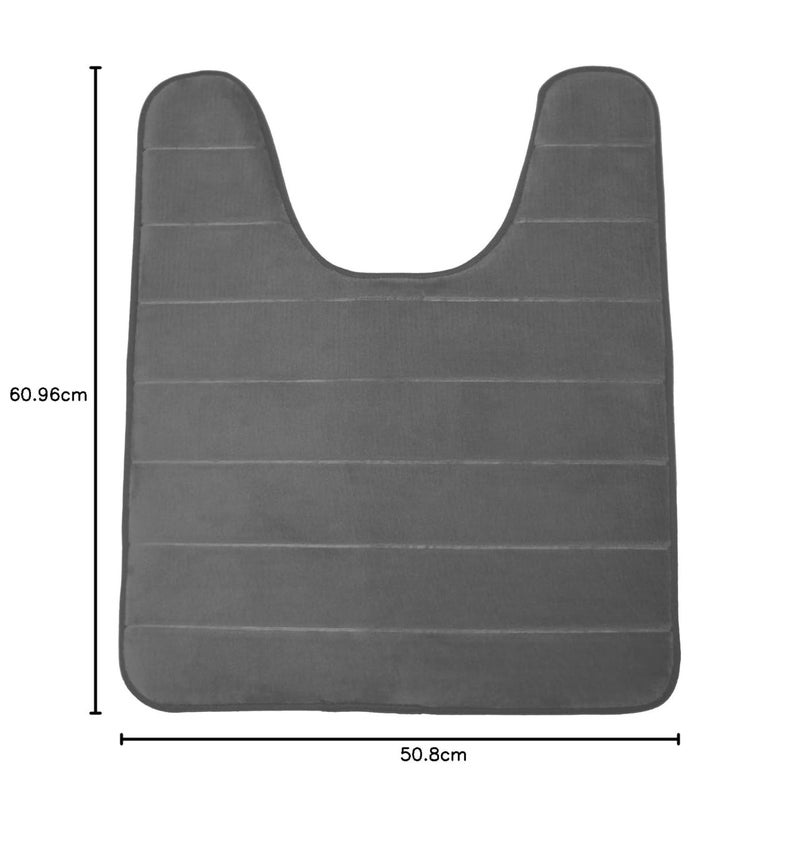 WPM Gray Memory Foam Toilet Bathroom Mat, Soft and Comfortable U-Shaped, Thick Water Absorption Non-Slip and Machine Wash and Easier to Dry for Bath Commode 20 X 24 Inches Contour Rug (Grey) - Image 2