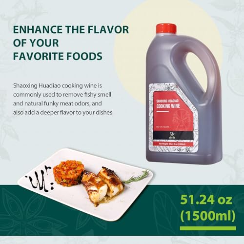 Soeos Shaoxing Cooking Wine, 51.24oz (1500ml), Chinese Cooking Wine, Shaoxing Hua Diao Cooking Wine, Premium Cooing Wine for Asian-Style Cooks - Image 5