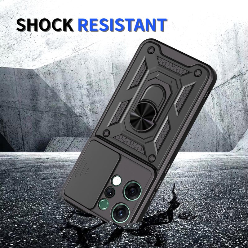 erorex For OPPO Reno14 5G Global Sliding Camera Cover Design TPU+PC Phone Case(Black) - Image 5