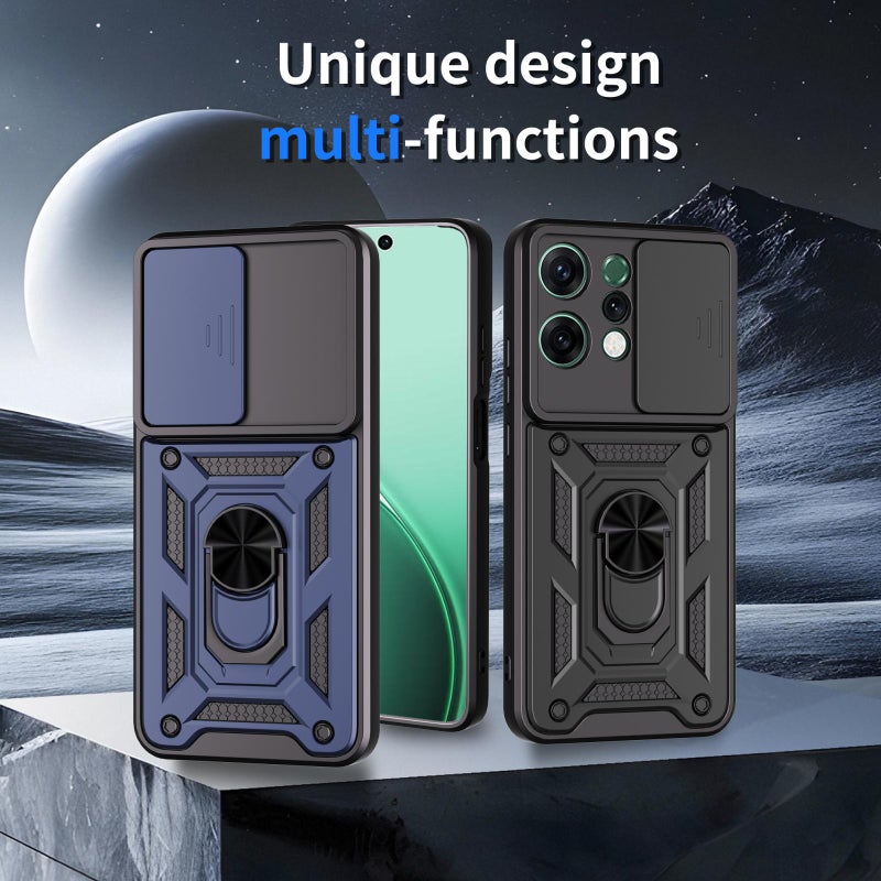 erorex For OPPO Reno14 5G Global Sliding Camera Cover Design TPU+PC Phone Case(Black) - Image 2