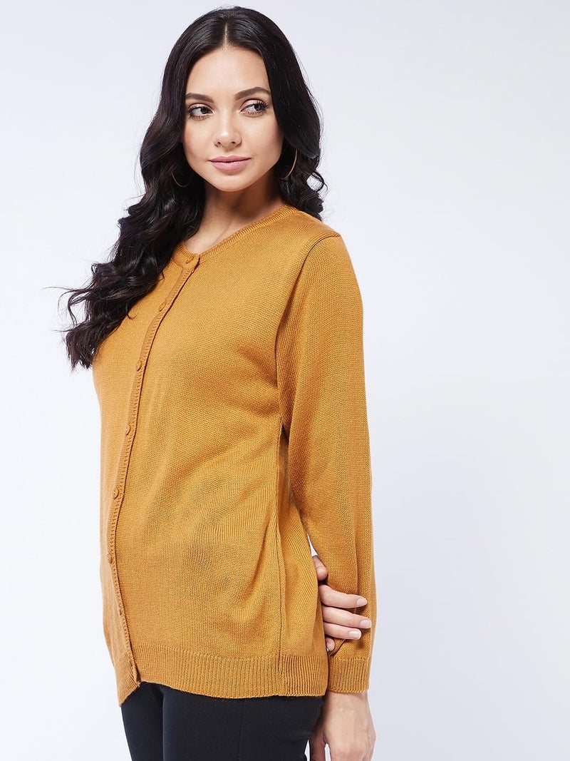 Pivl Womens Winter Season Round Neck Full Sleeves Sweater / Cardigan_TAN_L - Image 3