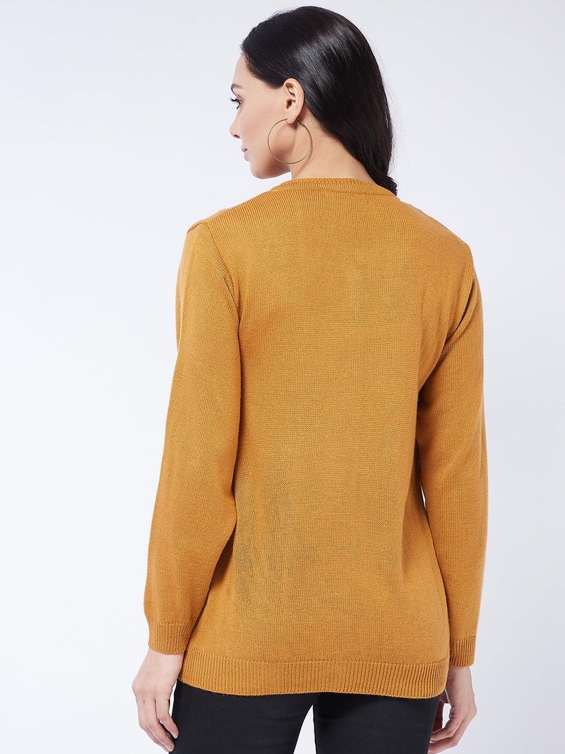 Pivl Womens Winter Season Round Neck Full Sleeves Sweater / Cardigan_TAN_L - Image 5