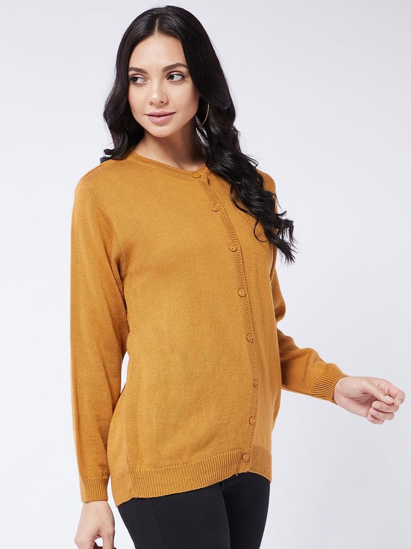 Pivl Womens Winter Season Round Neck Full Sleeves Sweater / Cardigan_TAN_L - Image 4
