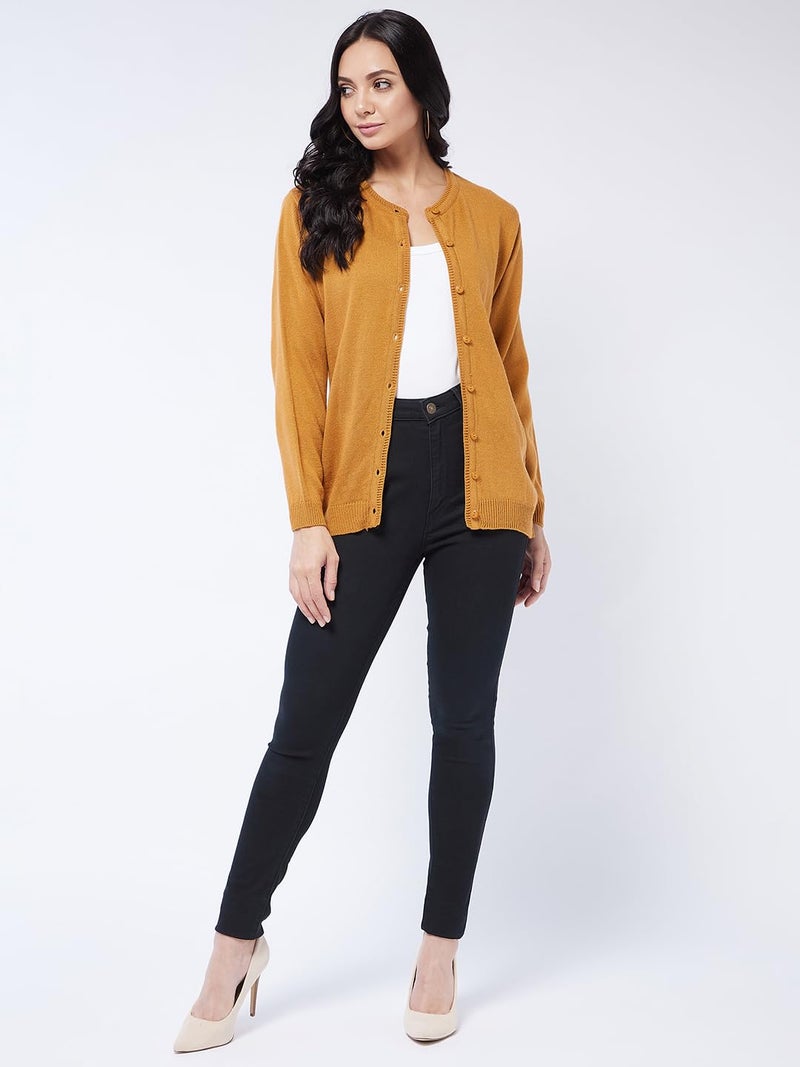 Pivl Womens Winter Season Round Neck Full Sleeves Sweater / Cardigan_TAN_L - Image 2