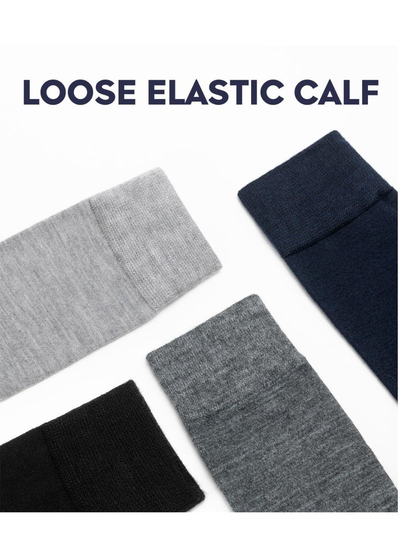 Men's Thin Merino Wool Mid-Calf Dress Socks, Warm & Breathable, Black, 3 Pairs - Image 5