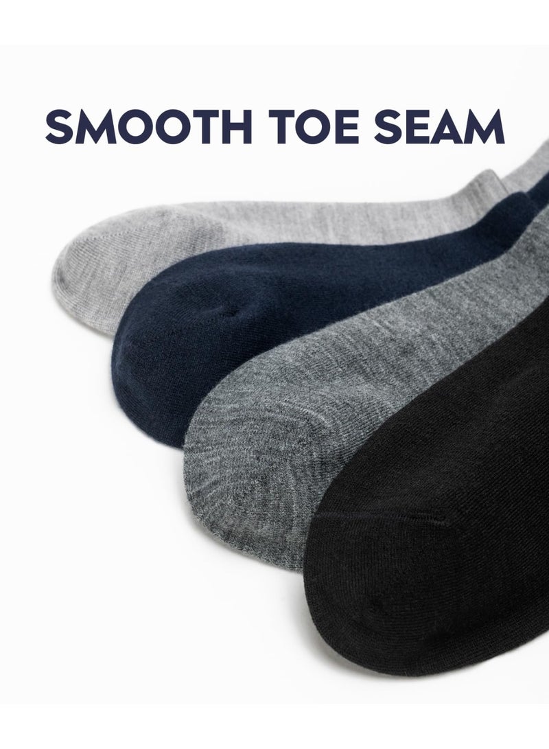 Men's Thin Merino Wool Mid-Calf Dress Socks, Warm & Breathable, Black, 3 Pairs - Image 4