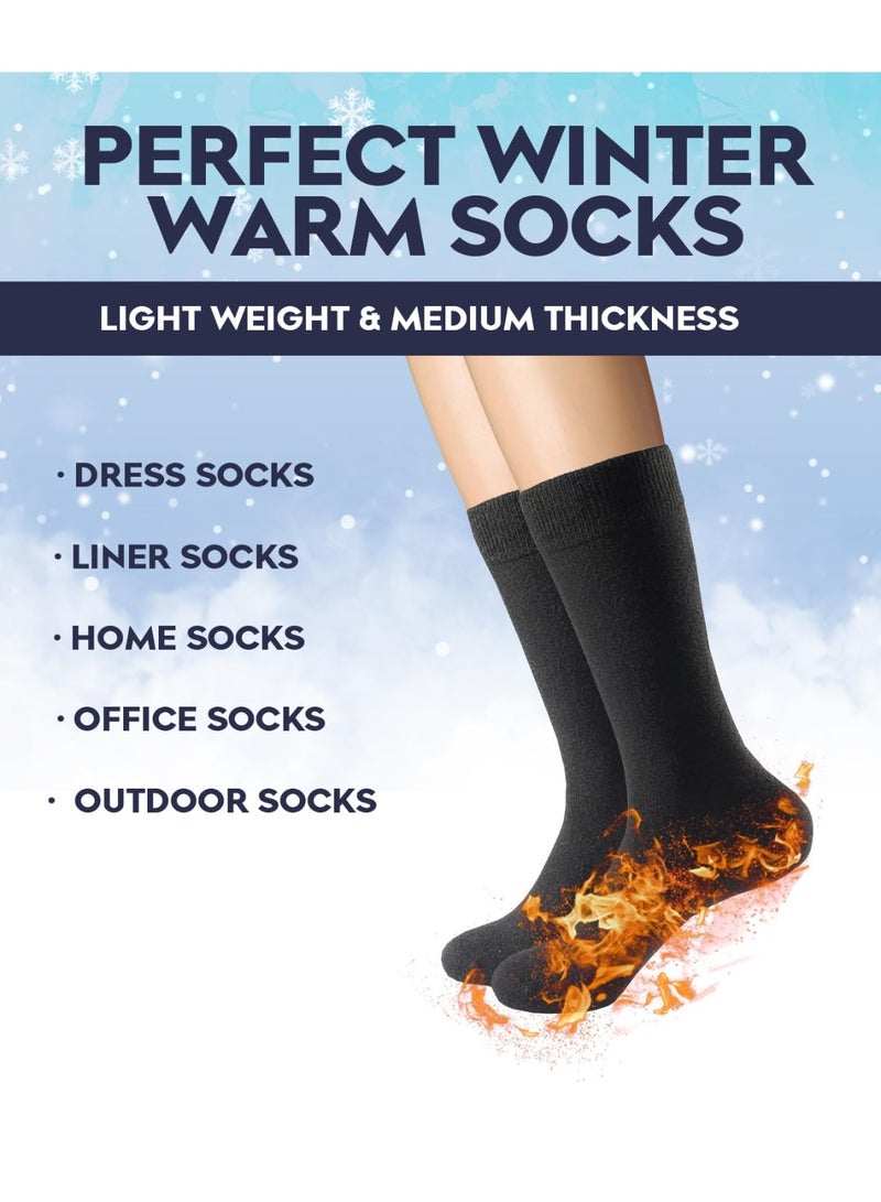 Men's Thin Merino Wool Mid-Calf Dress Socks, Warm & Breathable, Black, 3 Pairs - Image 3