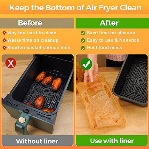 ctizne Air Fryer Liners Disposable - 150Pcs 8In Rectangle Parchment Paper for Air Fryer Non-Stick Airfryer Basket Liners for Steamer Microwave Oven - Image 4