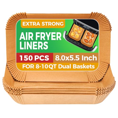 ctizne Air Fryer Liners Disposable - 150Pcs 8In Rectangle Parchment Paper for Air Fryer Non-Stick Airfryer Basket Liners for Steamer Microwave Oven - Image 1