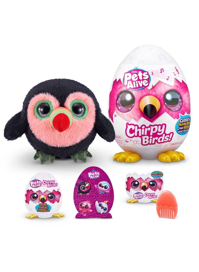 Pets Alive Chirpy Birds (Toucan) by ZURU, Electronic Pet That Speaks, Giant Surprise Egg, Stickers, Comb, Fluffy Clay, Bird Animal Plush for Girls - Image 1