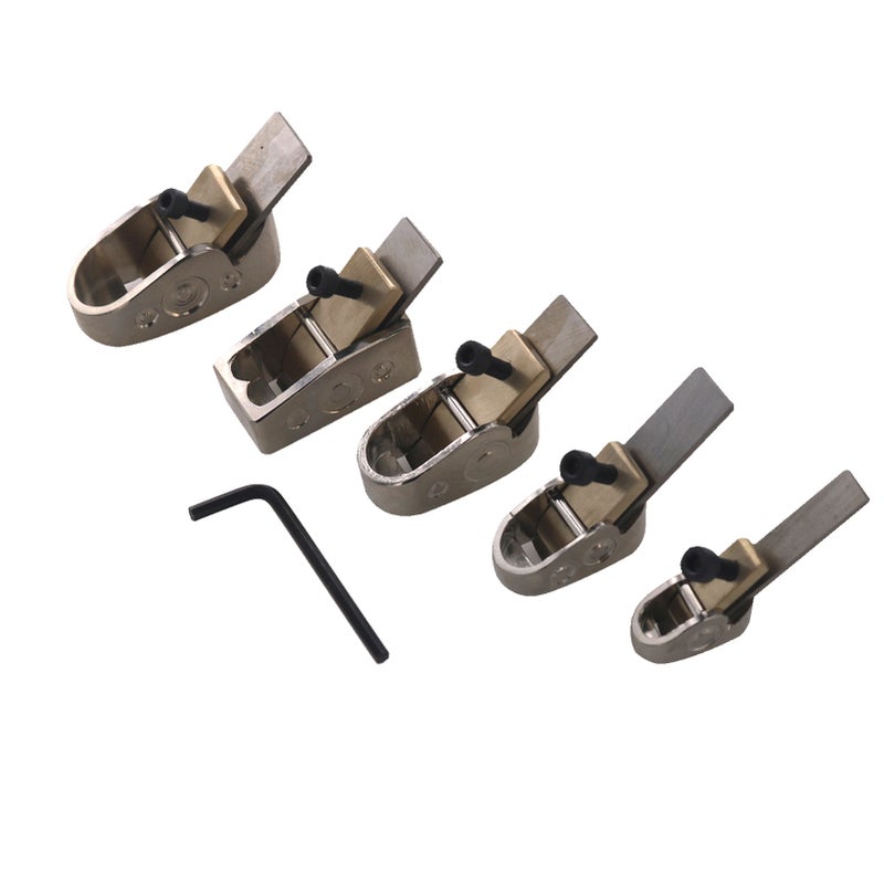 Brass Plane Cutter: 5 Size Curved Sole Set - Adjustable Screw Flexible Use Sharpened Steel Blades for DIY Violin Cello Wood Instrument Woodworking - Image 1
