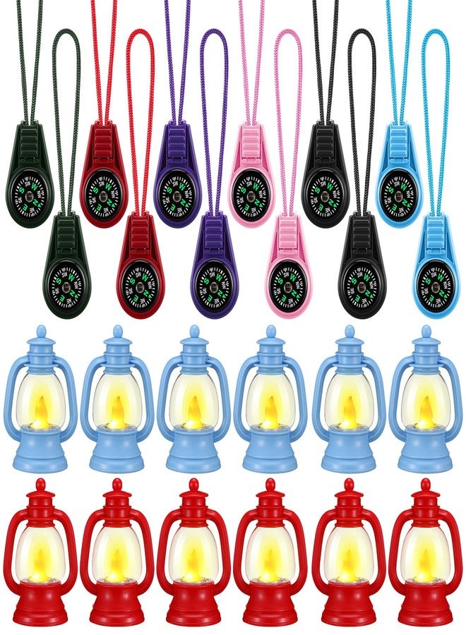 VIHOSE 24 Pcs Camping Party Favors Set Happy Camper Party Gifts with Mini Camp Compasses and Mini Camp Lamps for Camping Adventure Outdoor Hiking Supplies - Image 1