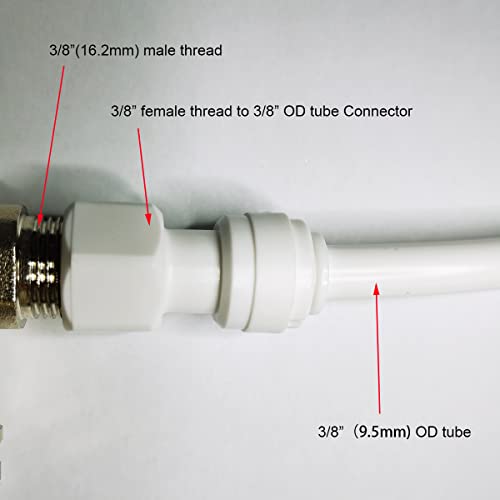 YZMSZ Straight 3/8" Female Thread to 3/8" OD Tube Quick Connector Tubing Fittings for Water Purifiers Filters Reverse Osmosis Systems accessories,5pcs. - Image 3