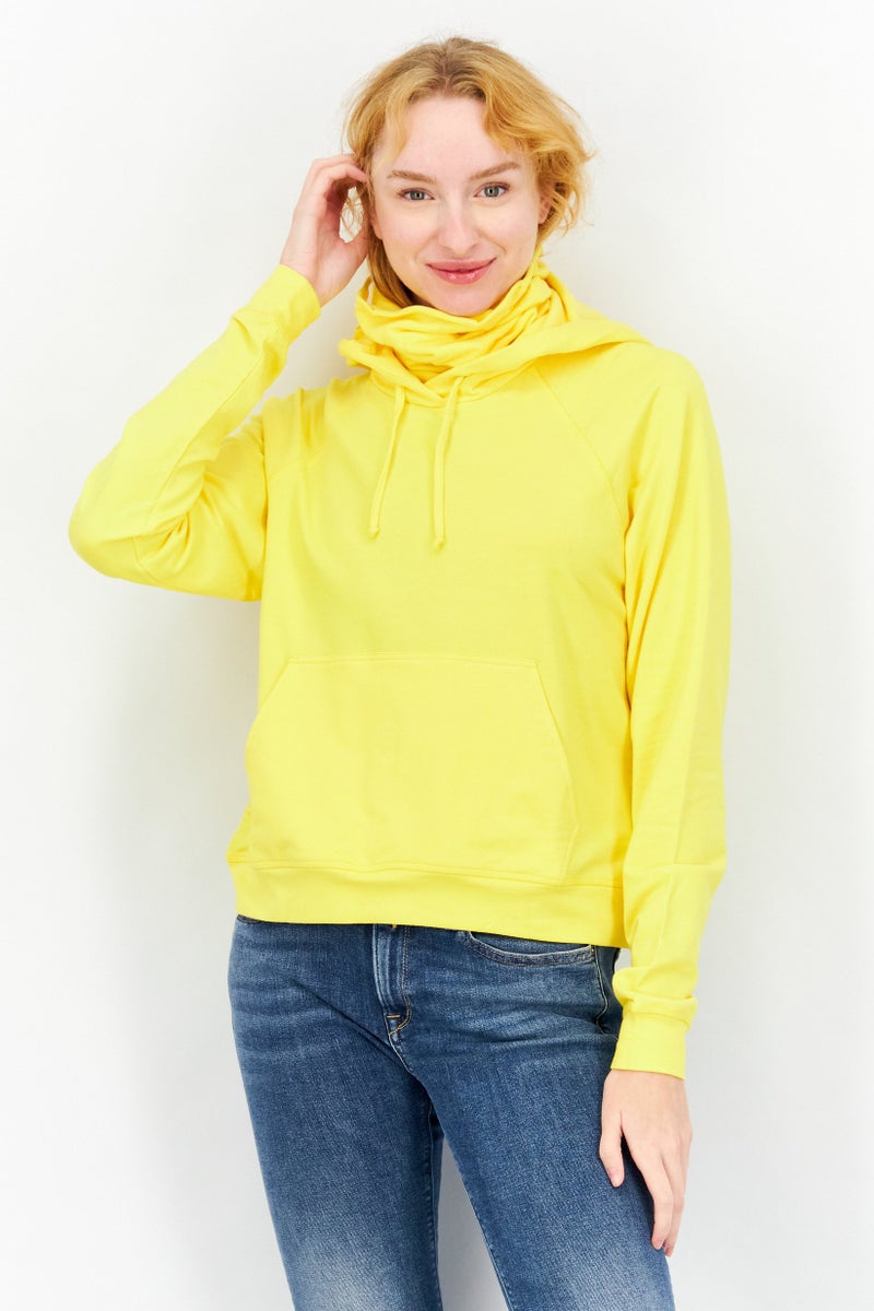 BAM By Betsy & Adam Women Hoodie With Built In Mask Sweatshirt, Yellow - Image 1