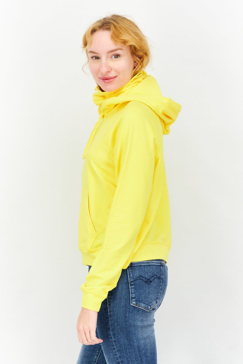 BAM By Betsy & Adam Women Hoodie With Built In Mask Sweatshirt, Yellow - Image 3