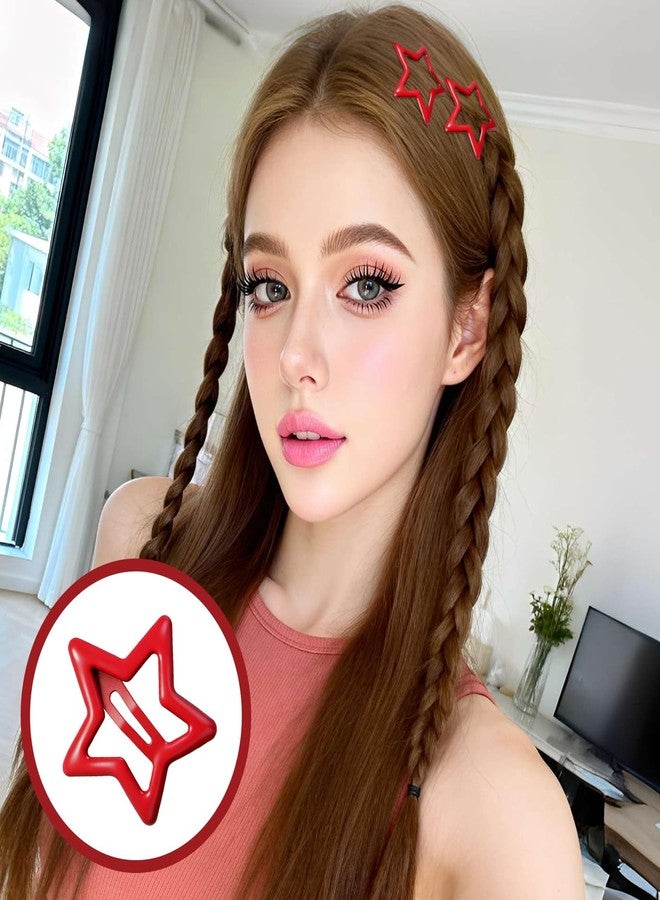 ٢٠ قطعة من مشابك الشعر الحمراء على شكل نجمة، مشابك شعر Y2K للنساء، مشابك معدنية حمراء مانعة للانزلاق على شكل نجمة، إكسسوارات لتزيين شعر النساء والفتيات، هدايا عيد الحب - Image 2