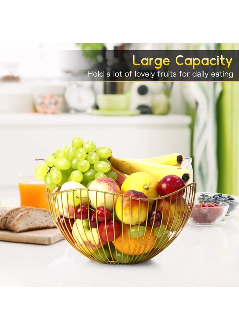 Wire Fruit Basket Gold Fruit Bowl for Kitchen Counter Wave Fruit Basket ServingBowl Wire Fruit Dish for Fruits and Veggies - Image 2