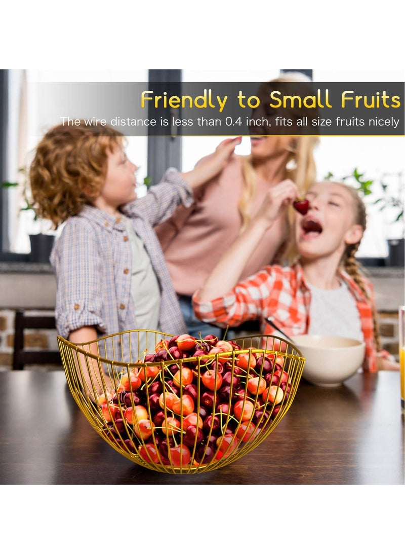 Wire Fruit Basket Gold Fruit Bowl for Kitchen Counter Wave Fruit Basket ServingBowl Wire Fruit Dish for Fruits and Veggies - Image 4