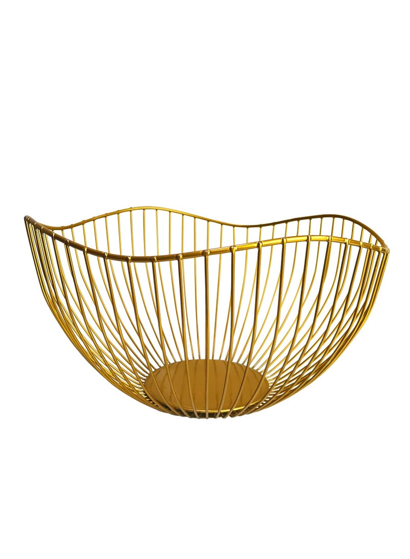 Wire Fruit Basket Gold Fruit Bowl for Kitchen Counter Wave Fruit Basket ServingBowl Wire Fruit Dish for Fruits and Veggies - Image 1