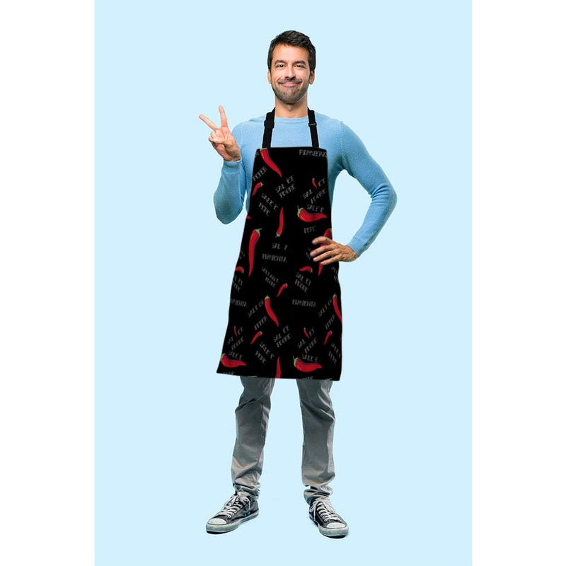 Beabes Spicy Red Chili Peppers Kitchen Apron Hottest Bird's Eye Chili Black Background Cooking Bib Apron For Chef Restaurant Home Cleaning Serving Painting 27"" X 31"" - Image 3