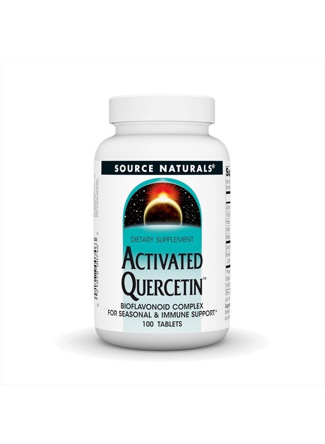 Source Naturals كويرسيتين المنشط - مركب البيوفلافونويد المستخلص من النباتات - دعم موسمي ومناعي - 100 قرص صديق للنباتيين - Image 1