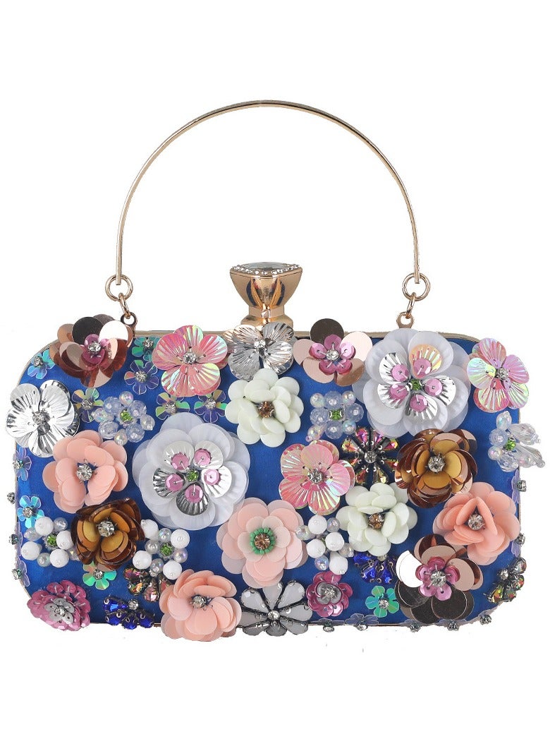 Women Clutches Flower Evening Handbag Chain Strap Shoulder Bag - Image 1