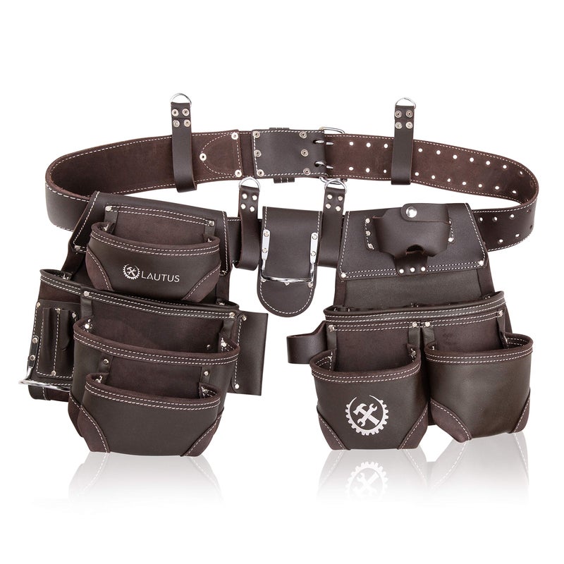 LAUTUS Oiled Tanned Rig Tool BeltPouchBag Carpenter Construction Framers Handyman Electrician