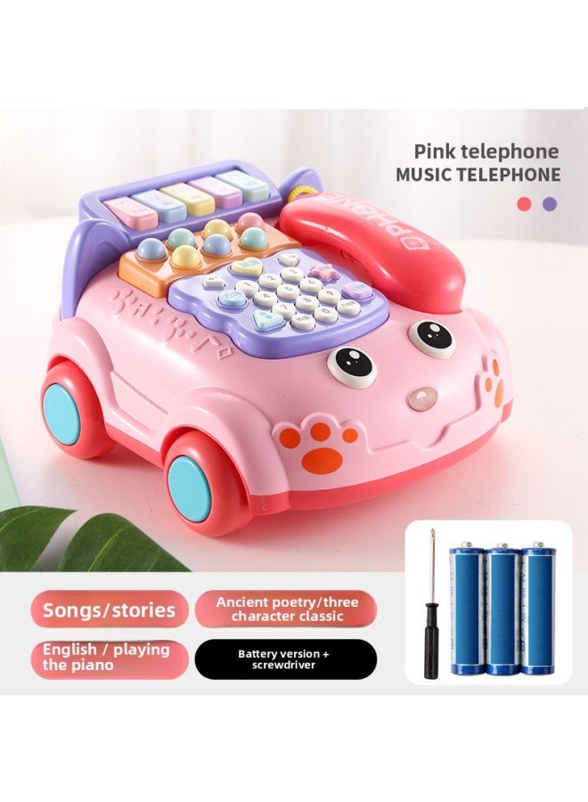 Children's Toy Mobile Phone Puzzle Early Education Male 0-3 Years Old Girl Telephone Simulation Baby Call With Hand-Color:Early Education Telephone 【pink】 Battery Version - Image 1
