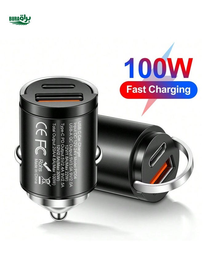 براق 100W PD Car Charger USB Type C Fast Charging Car Phone Charger Adapter for iPhone16 15 14 iPad Quick Charger  - Image 1