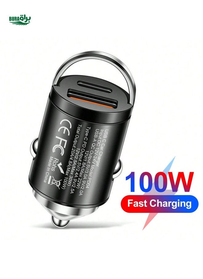 براق 100W PD Car Charger USB Type C Fast Charging Car Phone Charger Adapter for iPhone16 15 14 iPad Quick Charger  - Image 2