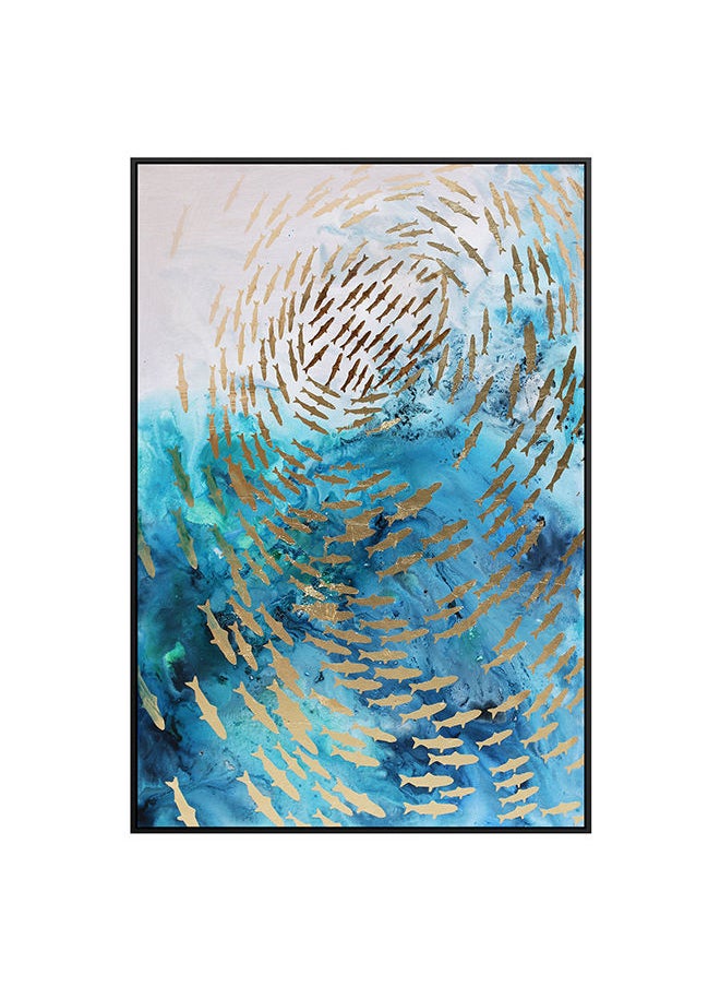 ebarza Golden Whirl Hand Painted Art Painting With Frame 130X90 Cm  - Image 2