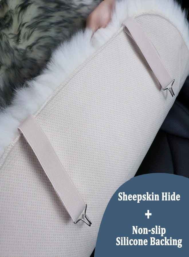 OGLAND Fluffy Sheepskin Car Seat Cover-Fuzzy Fur Auto Cushion for Universal Automotive Protector (Linen Color, 1 Pcs Front Seat Cover) - Image 4