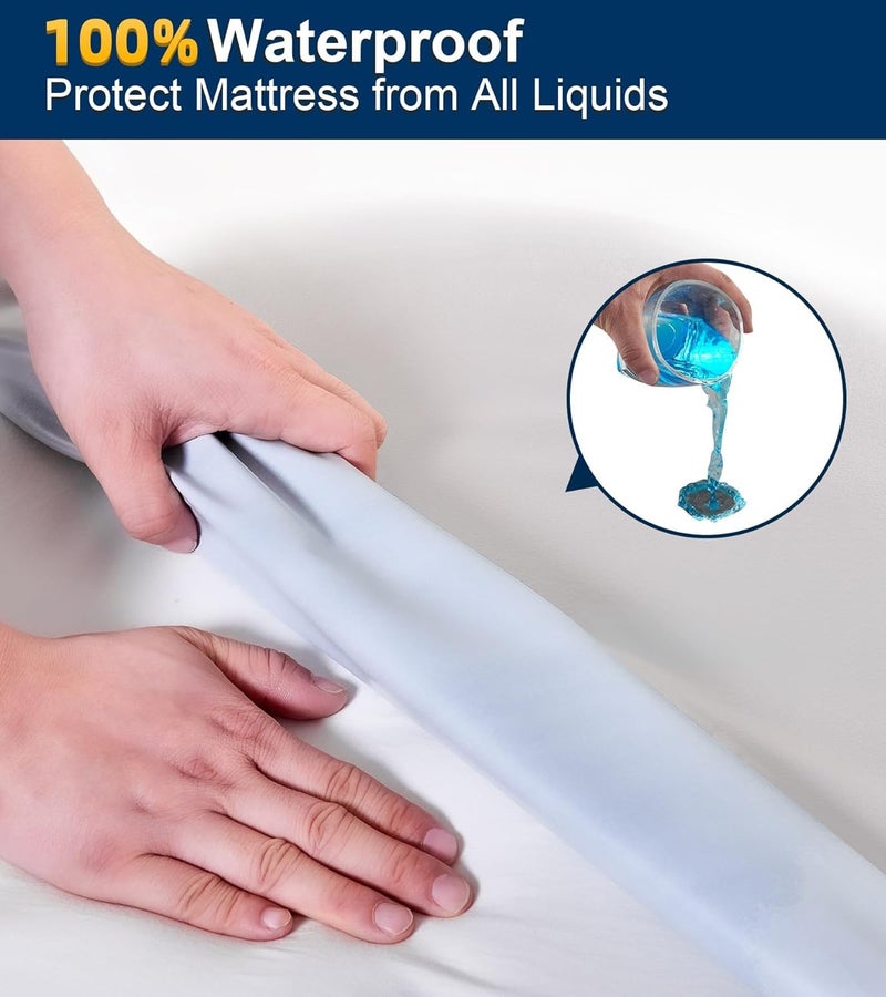 9villa Mattress Protector | Waterproof Super Soft Terry Cotton Breathable Lycra Elastic Fitted Style Mattress Protector for Family, Hotel, Hospital, 1 PC (72 x 78 Inch, Super King Size, White) - Image 2