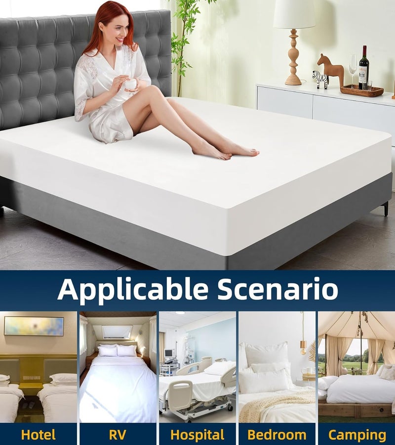 9villa Mattress Protector | Waterproof Super Soft Terry Cotton Breathable Lycra Elastic Fitted Style Mattress Protector for Family, Hotel, Hospital, 1 PC (72 x 78 Inch, Super King Size, White) - Image 3