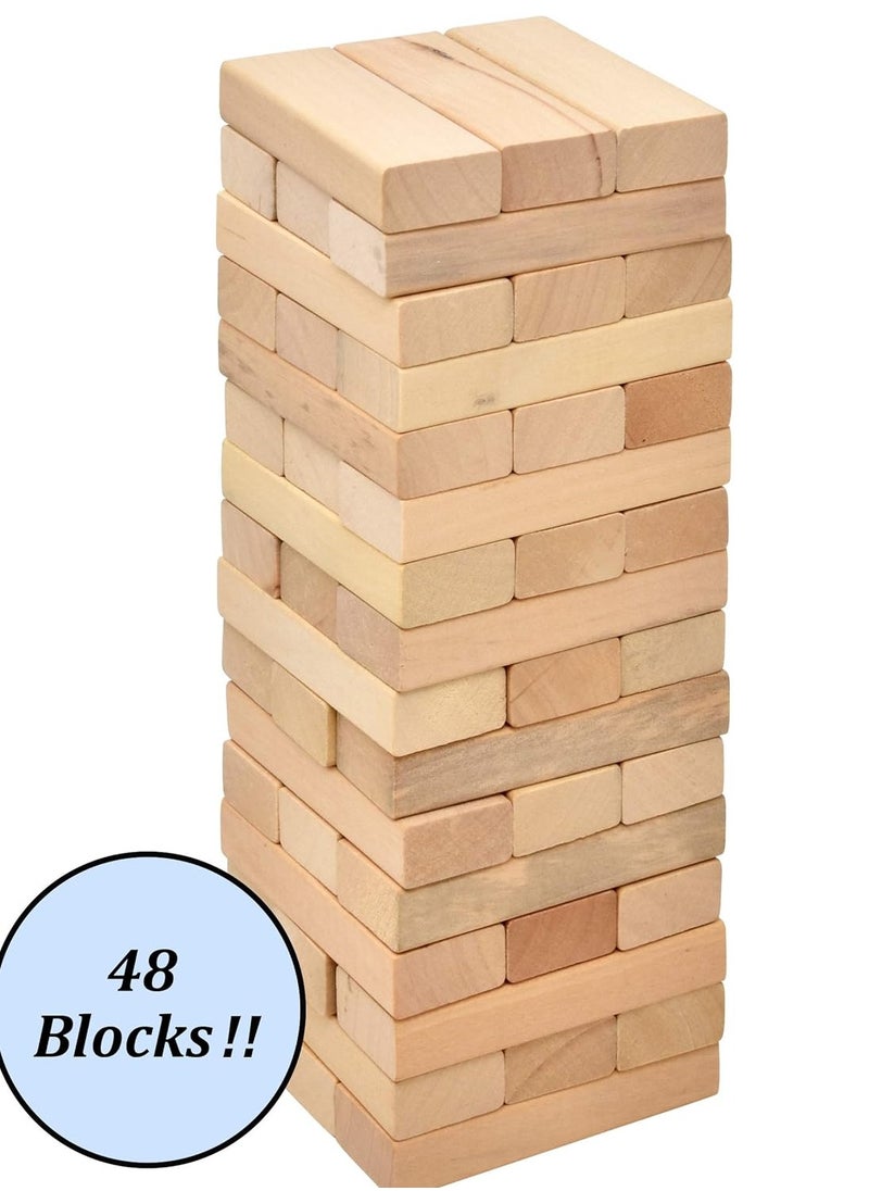 MUMS PLANET Stack High Game, Classic Wooden Parquet Tower Building, Numbered, for Kids, Played by 2 or More Players, 54 Pieces, for Adults - Wooden Blocks - Group Games - Games for Friends and Family Gatherings  - Image 2